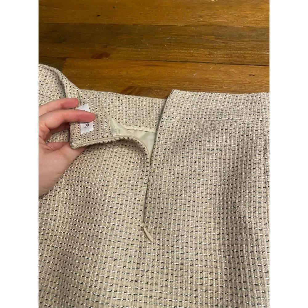 Calvin Klein size 14 Tweed Pencil Skirt beige business wear